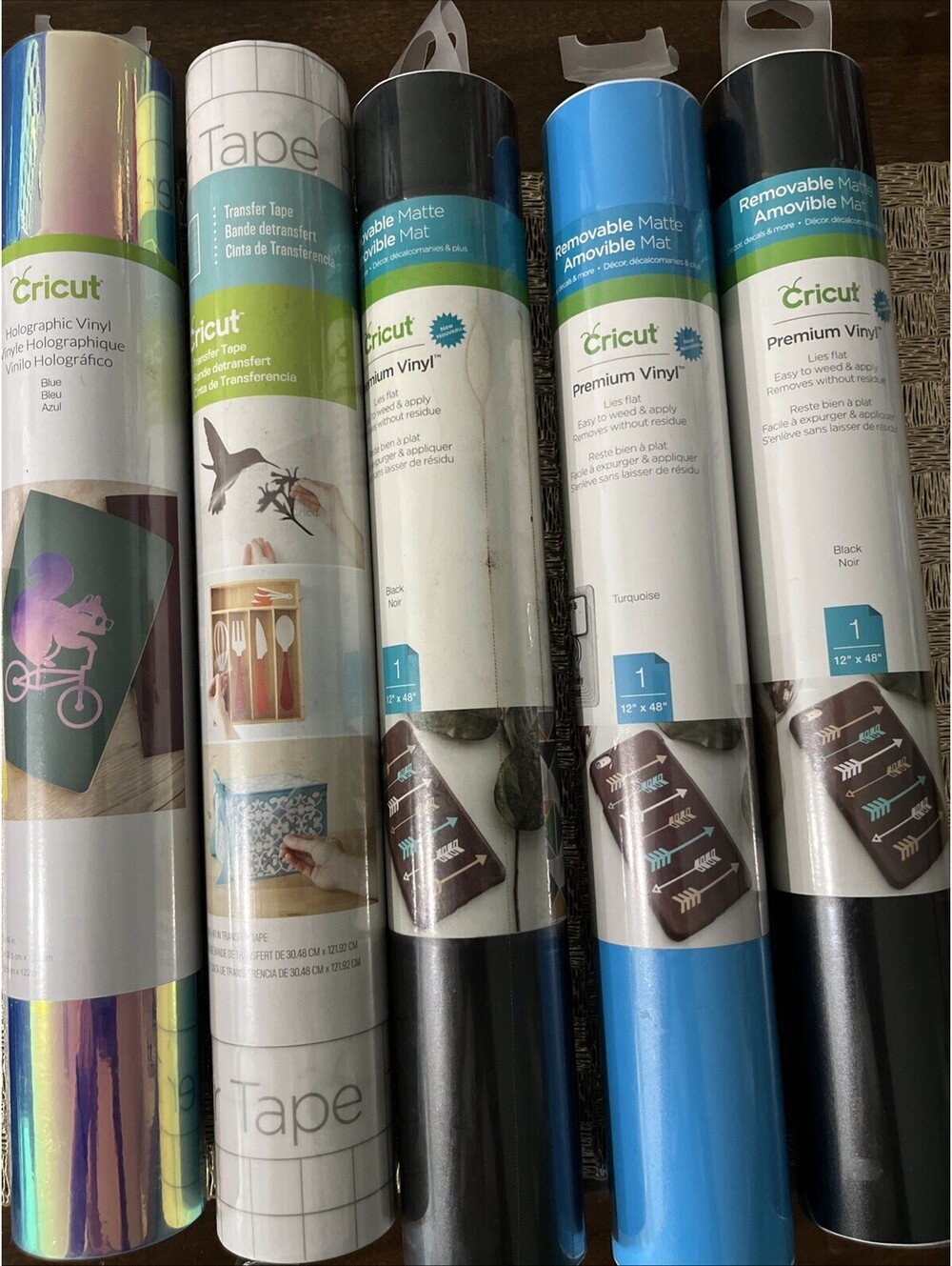 Cricut Brand Vinyl Rolls Lot of 5 Various Lot Black NEW IN PACKAGE